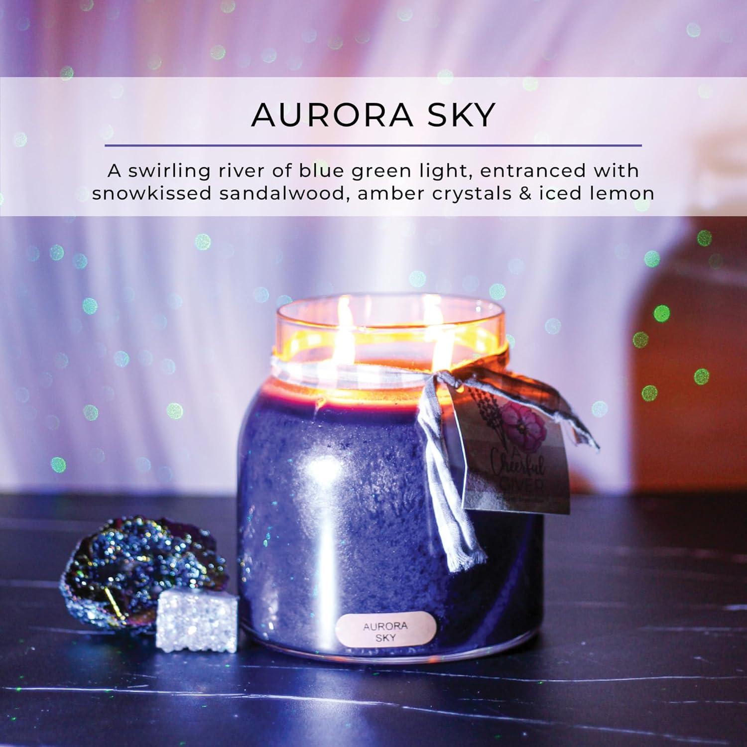 Aurora Sky 34oz Scented Candle Jar with Black Lid