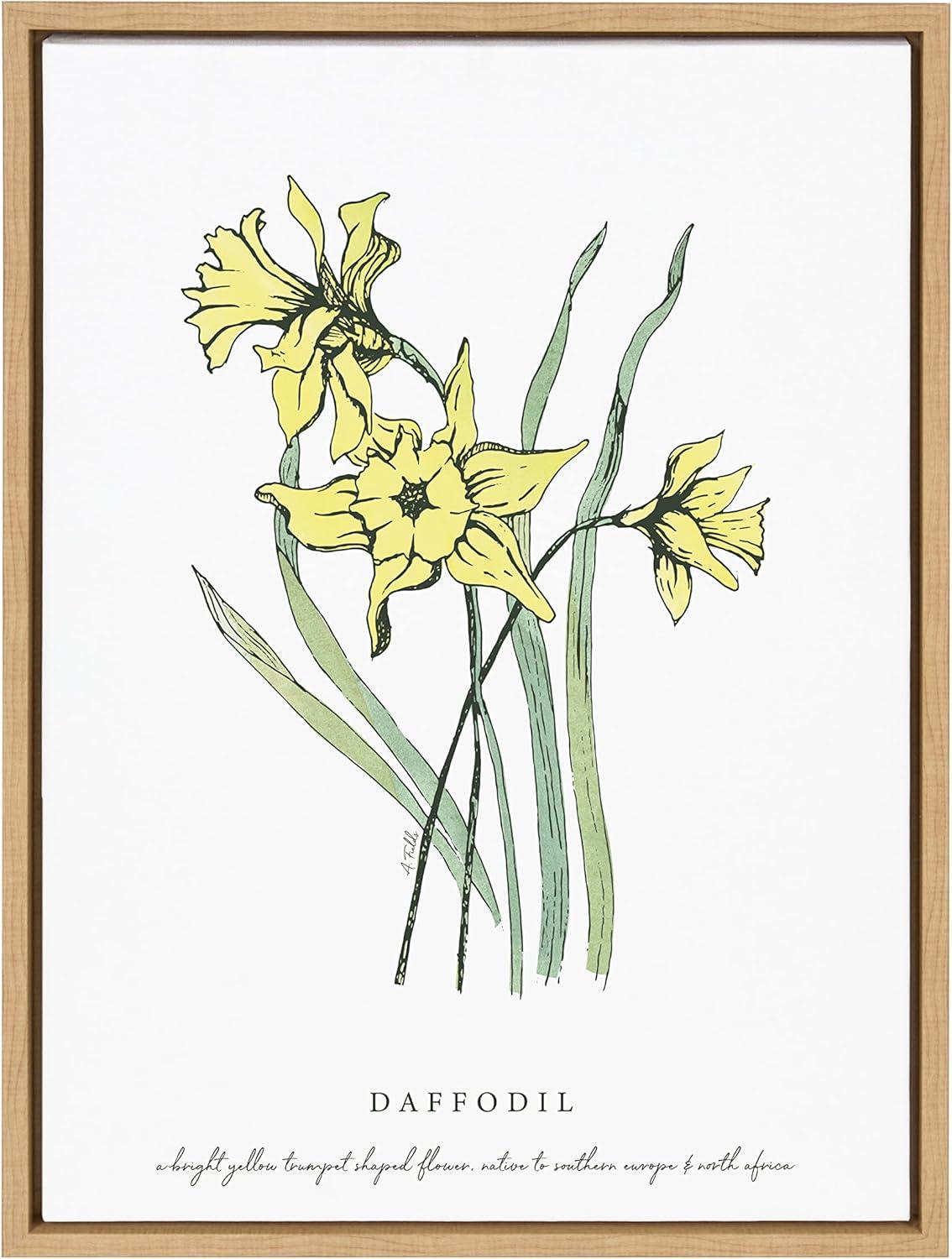 Kate and Laurel Sylvie Spring Daffodil Framed Canvas by Statement Goods