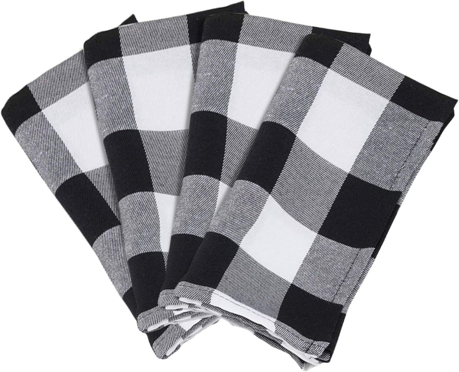 Saro Lifestyle Cotton Blend Buffalo Plaid Table Napkins (Set of 4)