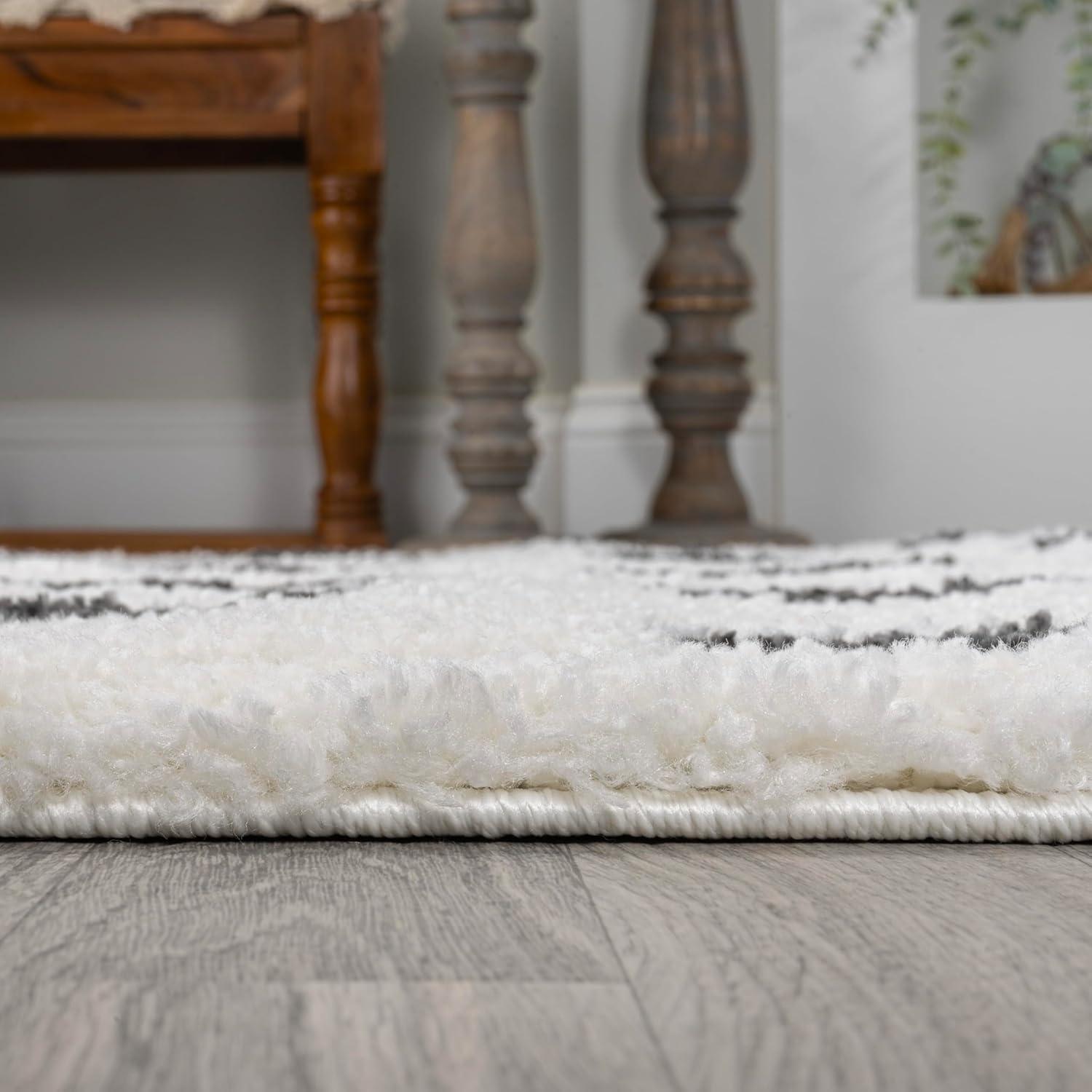 3'x5' Pere Modern Charcoal Dot Shag Area Rug, White/Black - JONATHAN Y