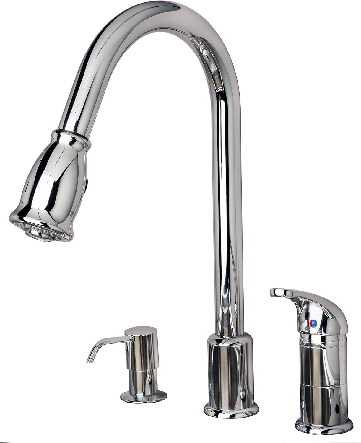 Builders Shoppe Classic Single Handle 16" Pull-Down Kitchen Faucet with Soap Dispenser Oil Rubbed Bronze Rubbed