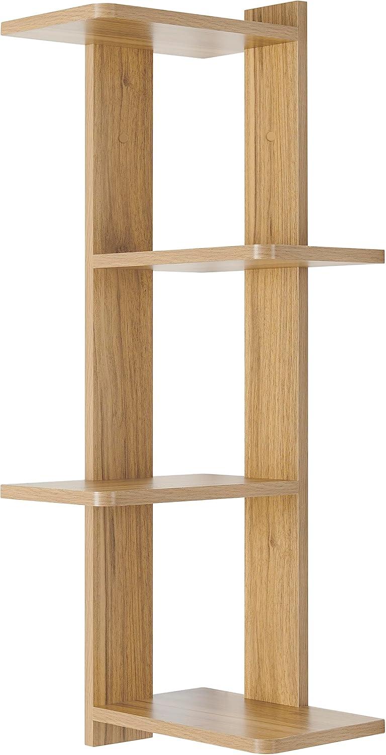 Chestnut 4-Tier Corner Floating Wood Wall Shelf