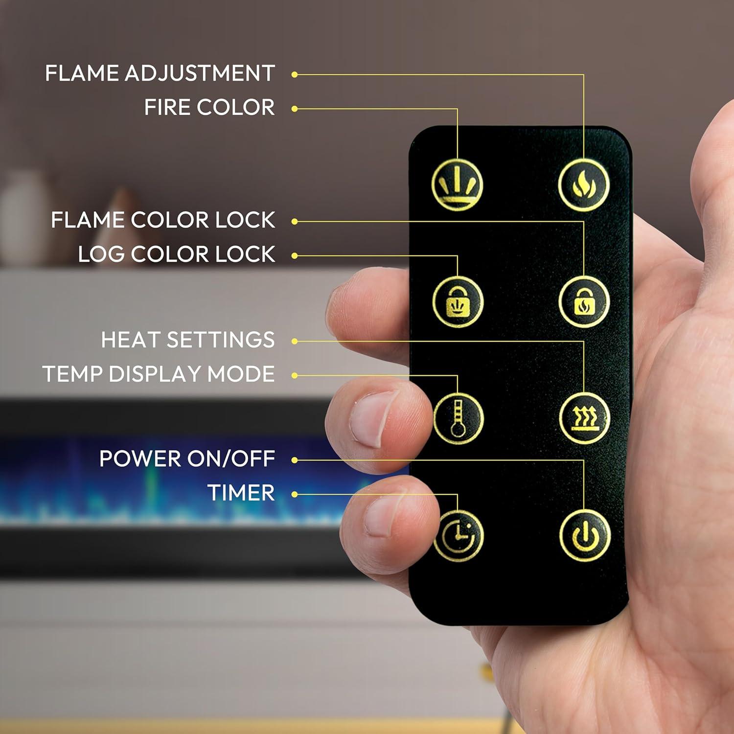 Cambridge Cambridge Wall Mount Electric Fireplace Heater with Remote Control for Indoor Use in Living Room, Bedroom, Home Office