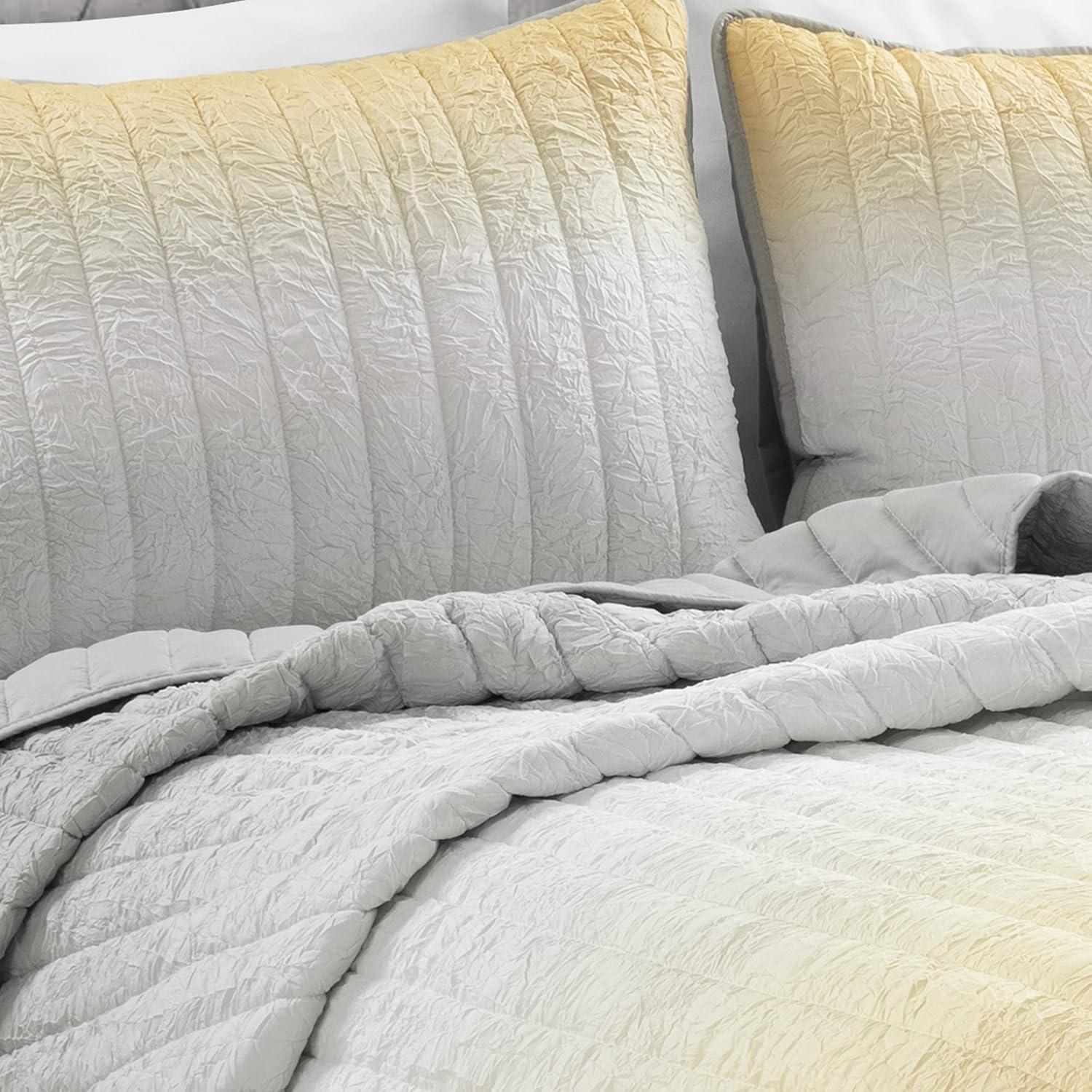 Crinkle Ombre Microfiber Quilt Set