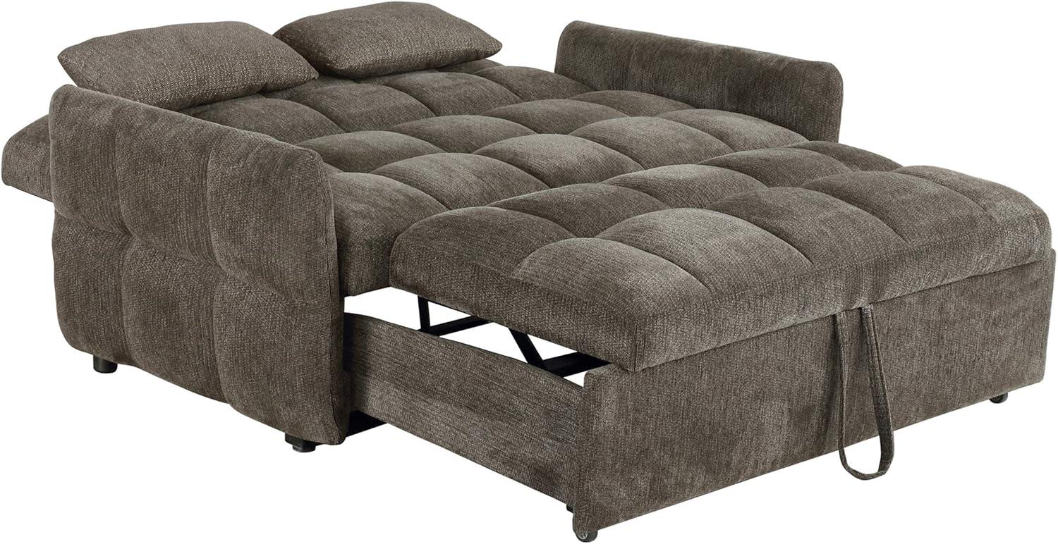 Coaster Transitional Chenille Tufted Sleeper Sofa Bed in Brown