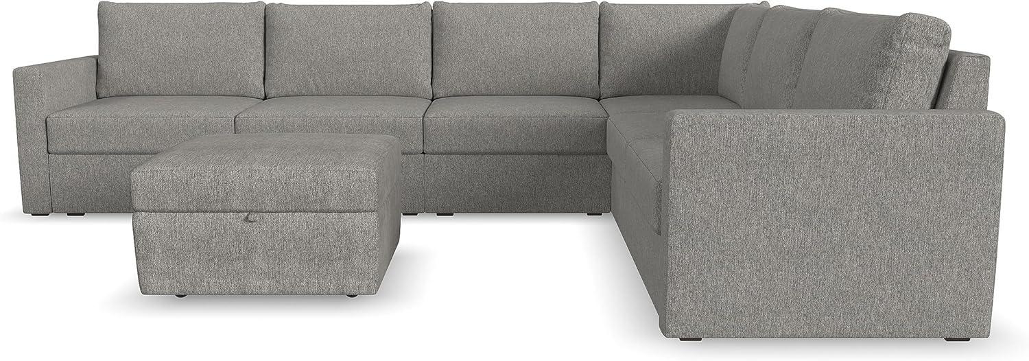 Flex 6 - Piece Upholstered Modular Sectional with Storage Ottoman
