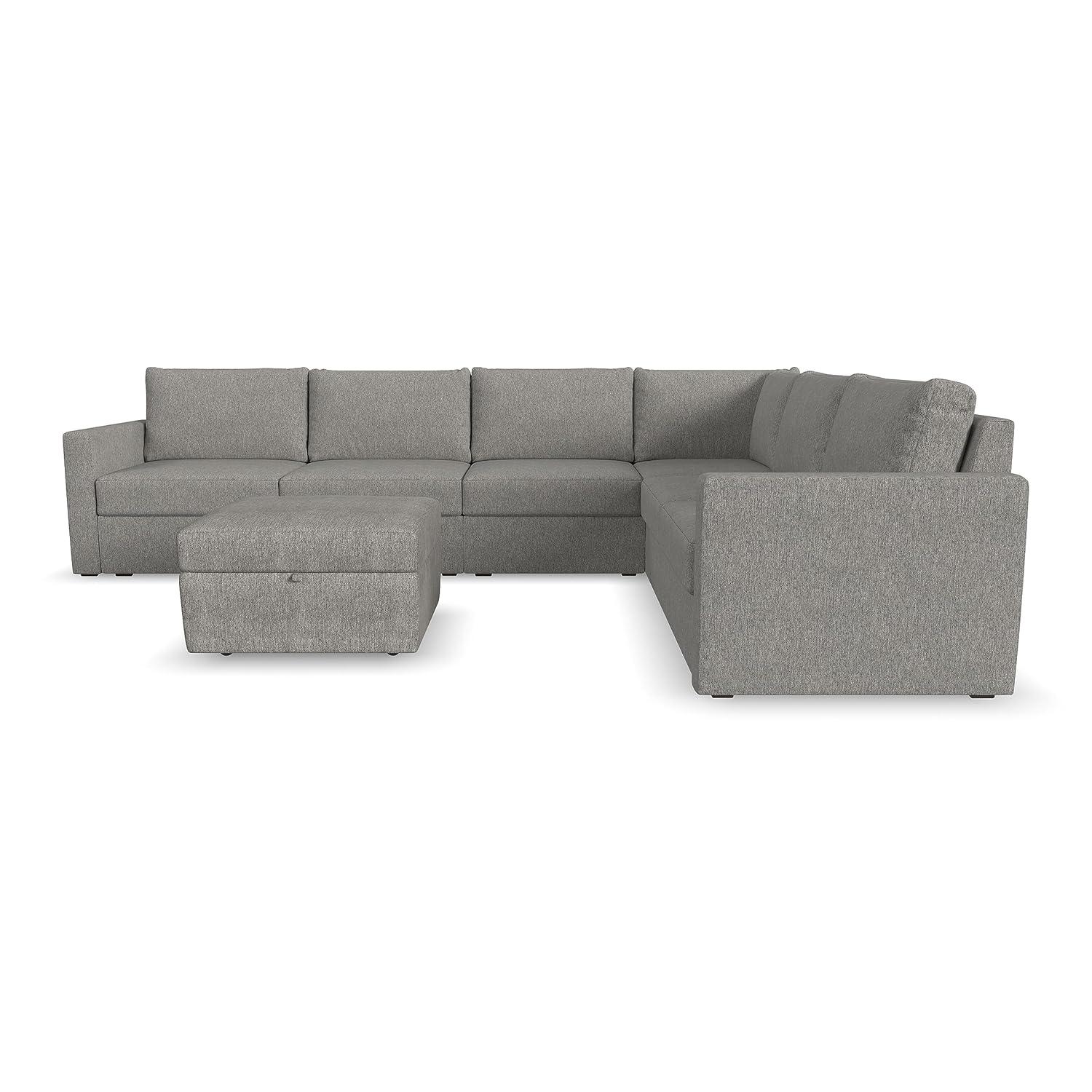 Flex 6 - Piece Upholstered Modular Sectional with Storage Ottoman