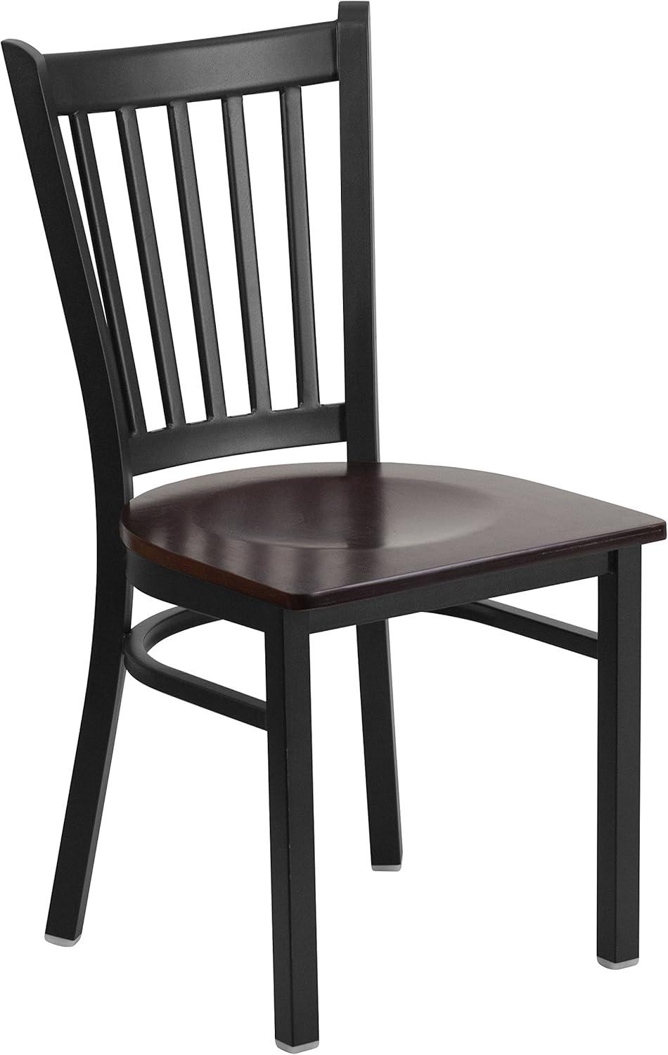 Windsor High Slat Side Chair in Black Steel & Walnut Wood