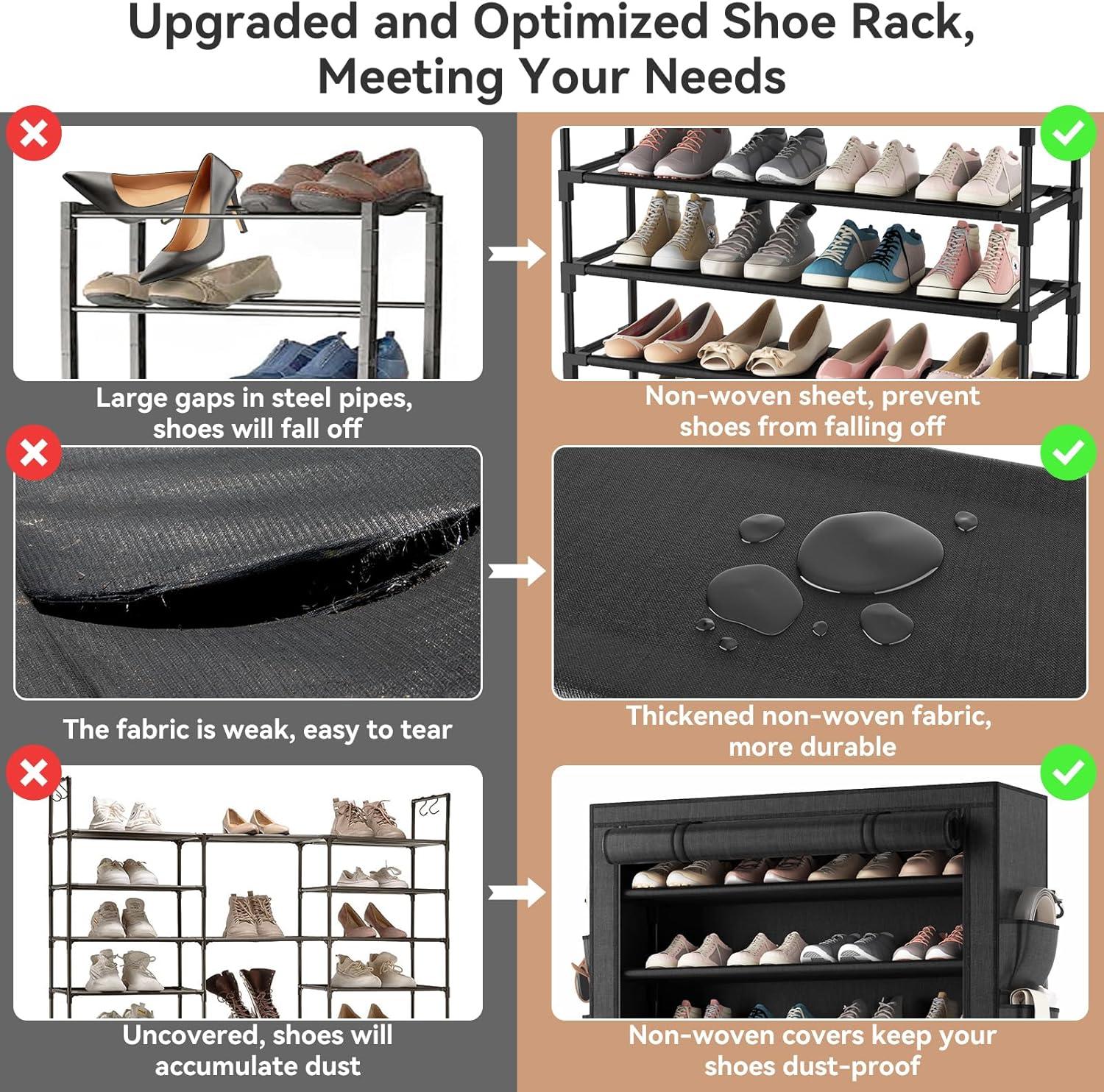 10 Tier Tall Shoe Rack Organizer Large Capacity Shoe Shelf Storage 40 Pairs Space Saving Free Standing Shoe Storage Organizer for Closet, Entryway, Dorm, Grey