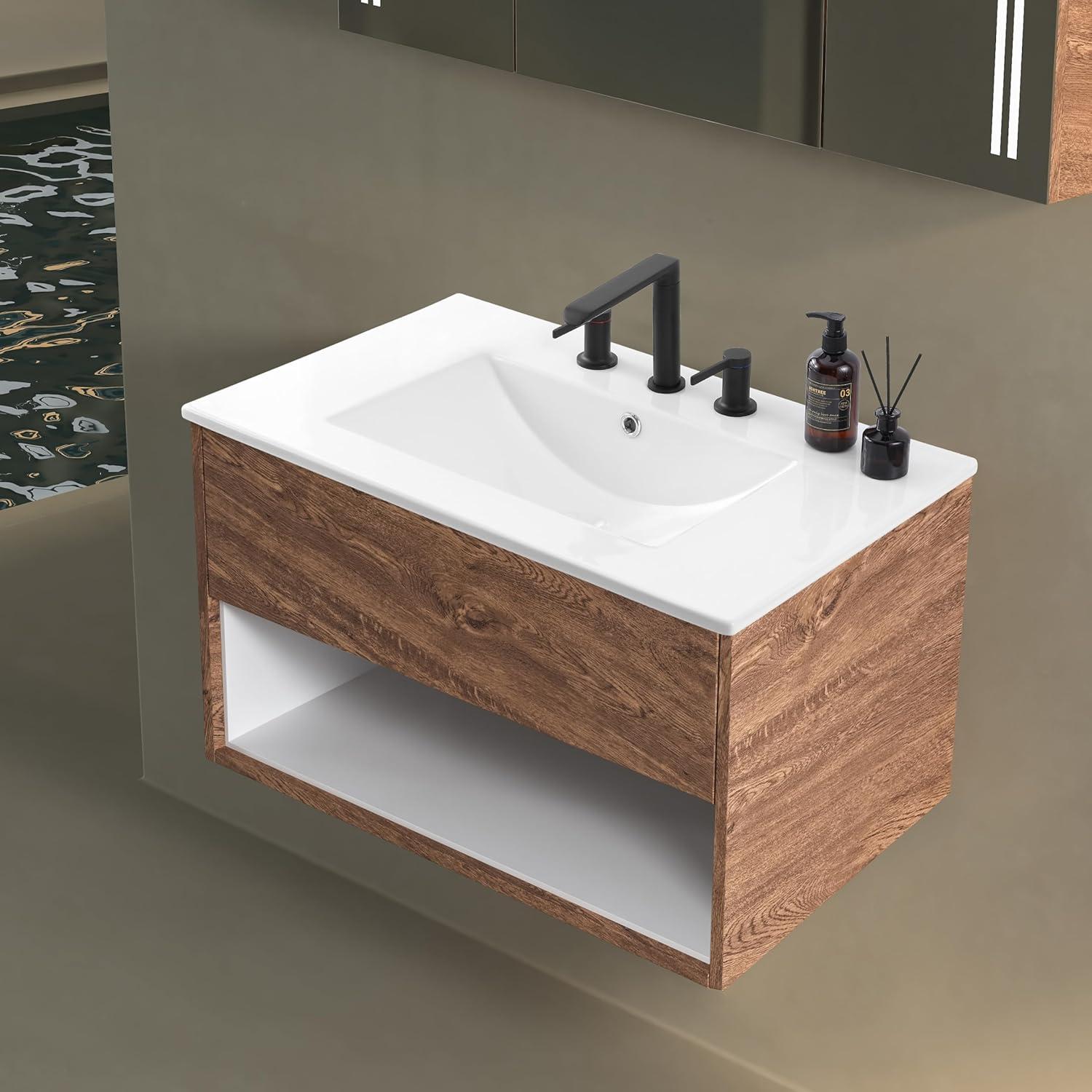 Jonathan Y Ancillary 3-Hole 30" Classic Contemporary Rectangular Ceramic Single Sink Basin Vanity Top