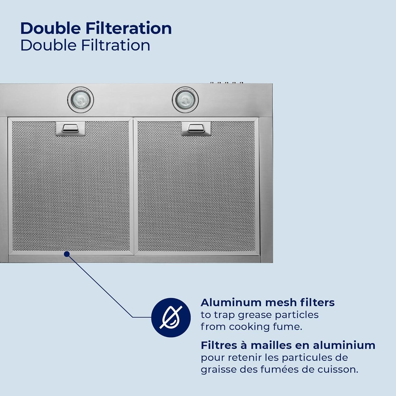 Hauslane Hauslane Wall Mount Range Hood 30 Inch | Wall Chimney | 6” Duct/Ductless Convertible, Strong Suction, Six-layer Aluminum Filters, Changeable LED Lamps, Stove Kitchen Vent Hood WM-530BLK-30B