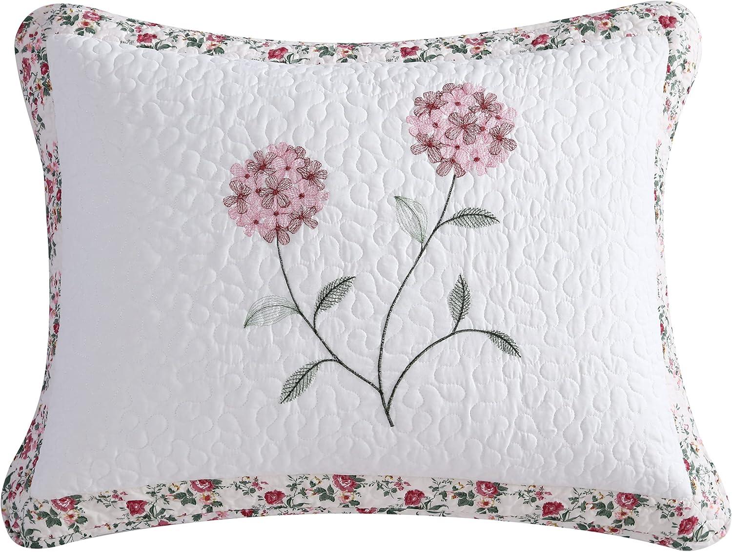 Rose Embroidered Cotton Polyester Standard Pillow Sham