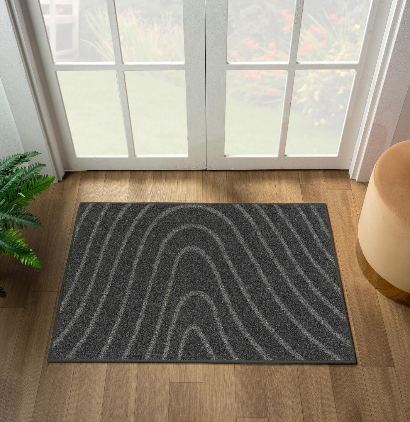 Luxe Weavers Modern Geometric Wave Anthracite 2x3 Area Rug