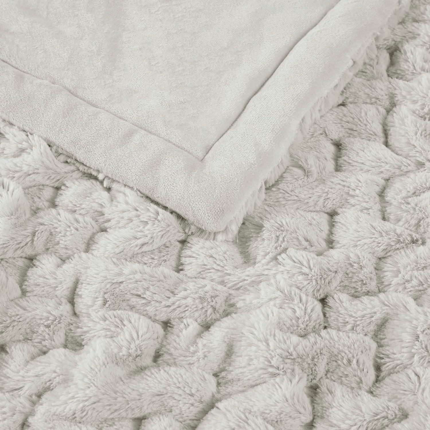 50"x60" Ruched Faux Fur Throw Blanket - Madison Park