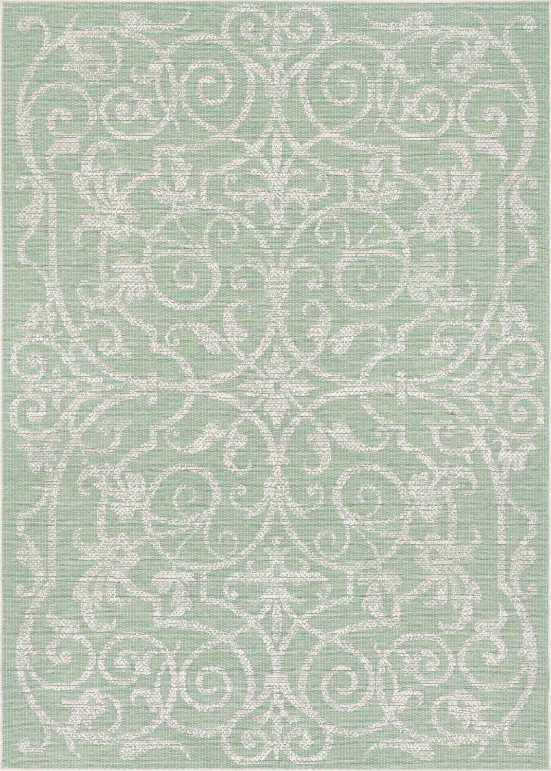 Monaco Ivory & Light Green Geometric Flatweave Area Rug, 2' x 3'7"