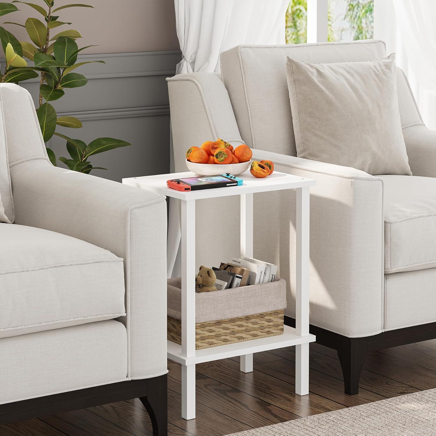 End Table, Set of 2, Side Table, Nightstand, 2-Tier Storage Shelf, Sofa Table for Small Space, Living Room, Bed Room TB01BW035