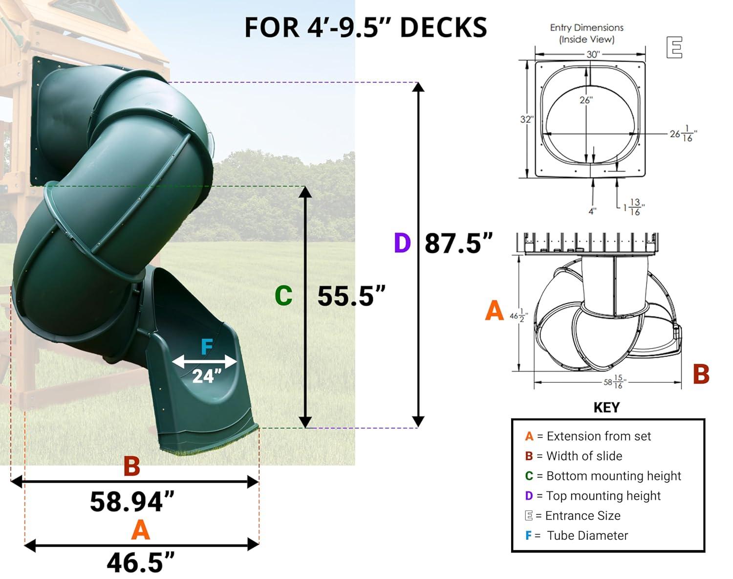 Swing-N-Slide WS 1016-B Quick Connect 5 Foot Turbo Tube Slide Plastic Enclosed Slide for 5 Foot Deck Heights, Blue