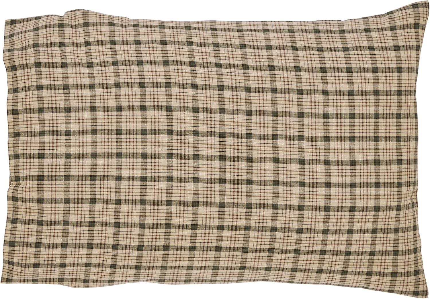 VHC Brands Cider Mill Standard Plaid Pillow Case, Tan, 21x30, Set of 2