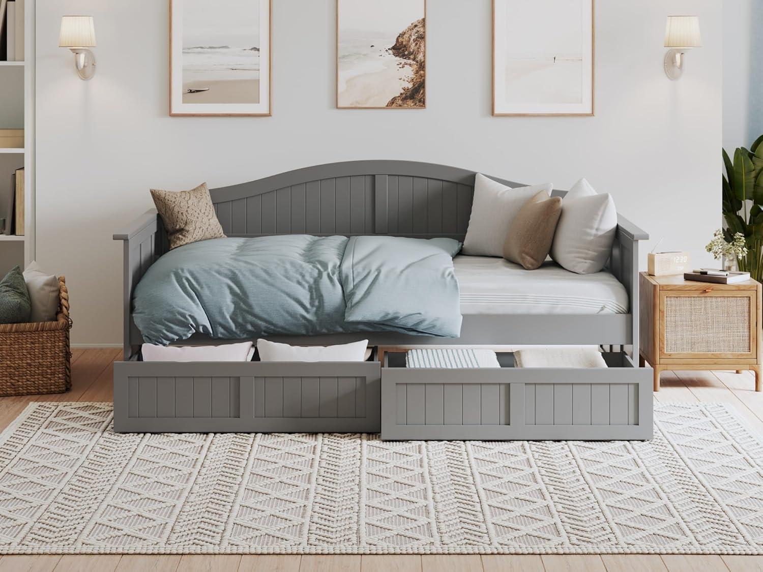 Nantucket Gray Twin Wood Daybed with Storage Drawers