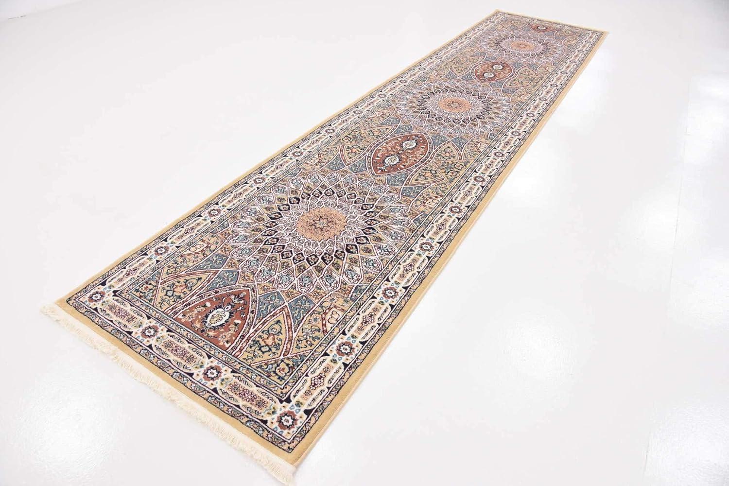 Nain Design Traditional Beige 13' Synthetic Runner Rug