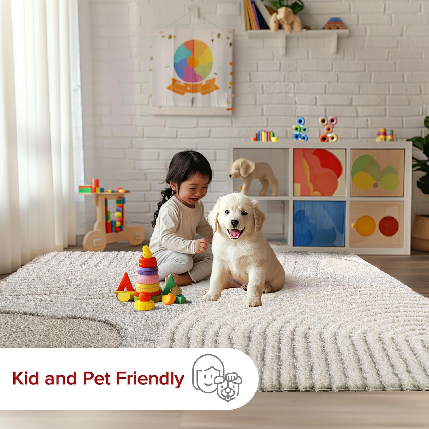 Nuloom Gloria Abstract 8x10 Shag Indoor Area Rug for Living Room Bedroom Dining Room Nursery Kitchen, Beige