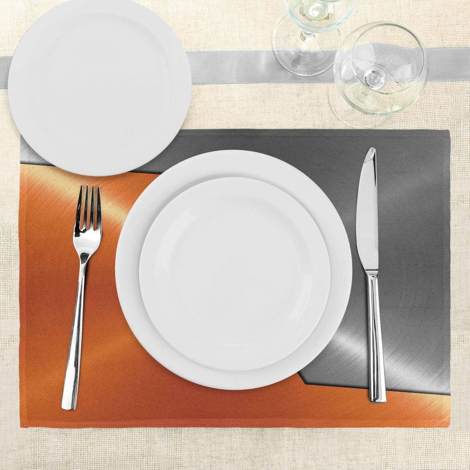 Ambesonne Orange Grey Place Mats Set of 4, Machinery Modern 3D, Standard Size, Orange Grey