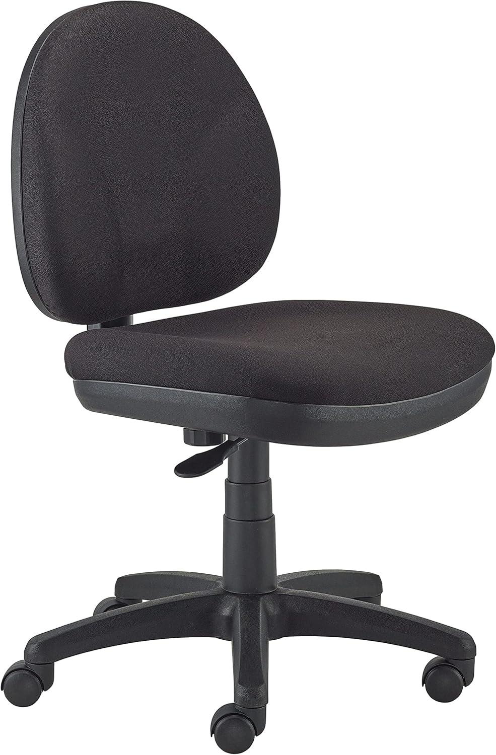 Blue Fabric Armless Swivel Task Chair with Metal Base