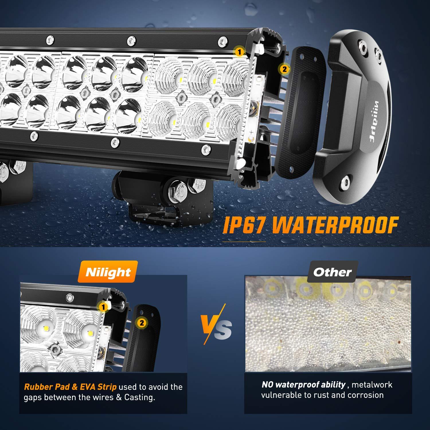 Nilight 12 inch 72W Light Spot Durable Light Bar fits SUV ATV UTV