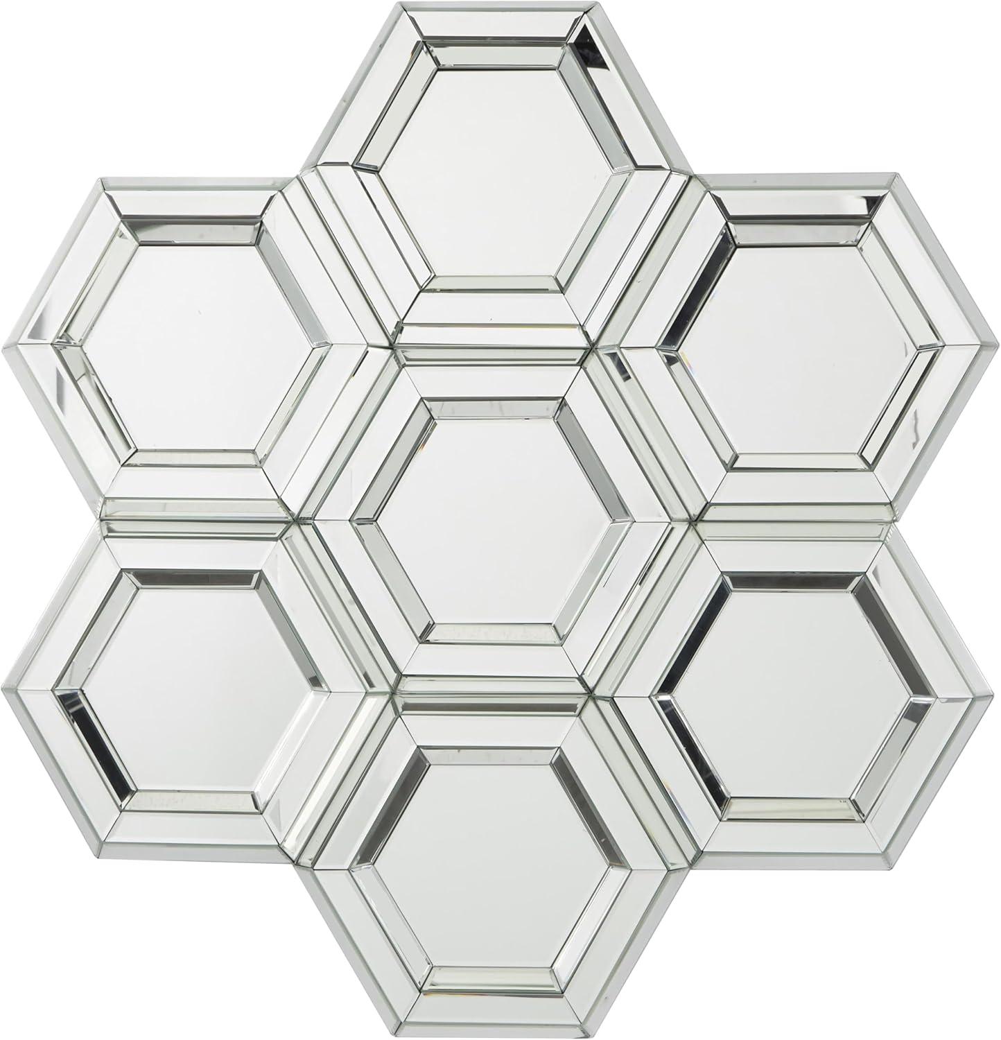 DecMode 39" x 41" Silver Honeycomb Shaped Geometric Wall Mirror