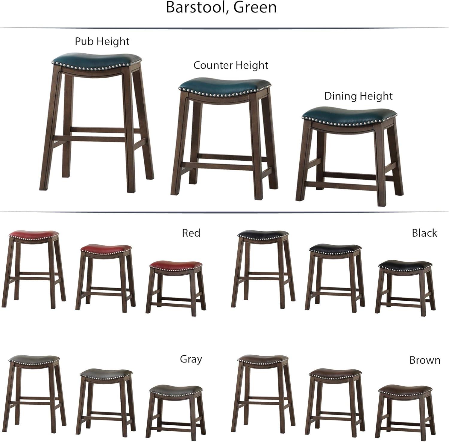 Homelegance 29" Pub Height Wooden Bar Stool Saddle Seat Barstool, Green Brown