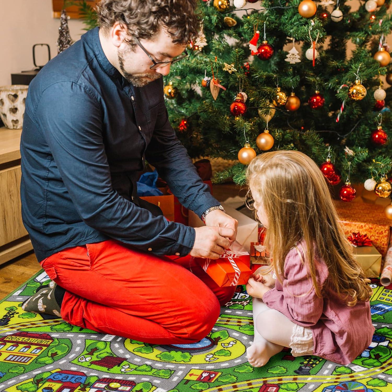 Booooom Jackson Car Rug Kids Car Carpet Playmat Rug 60"x32",Train Rug,Car Mat for Kids Toy Cars,City Kids Rug Play Mat,Non Slip Kids Rug for Playroom Bedroom Boys,Children Play Area Rug Cars,Road Rug