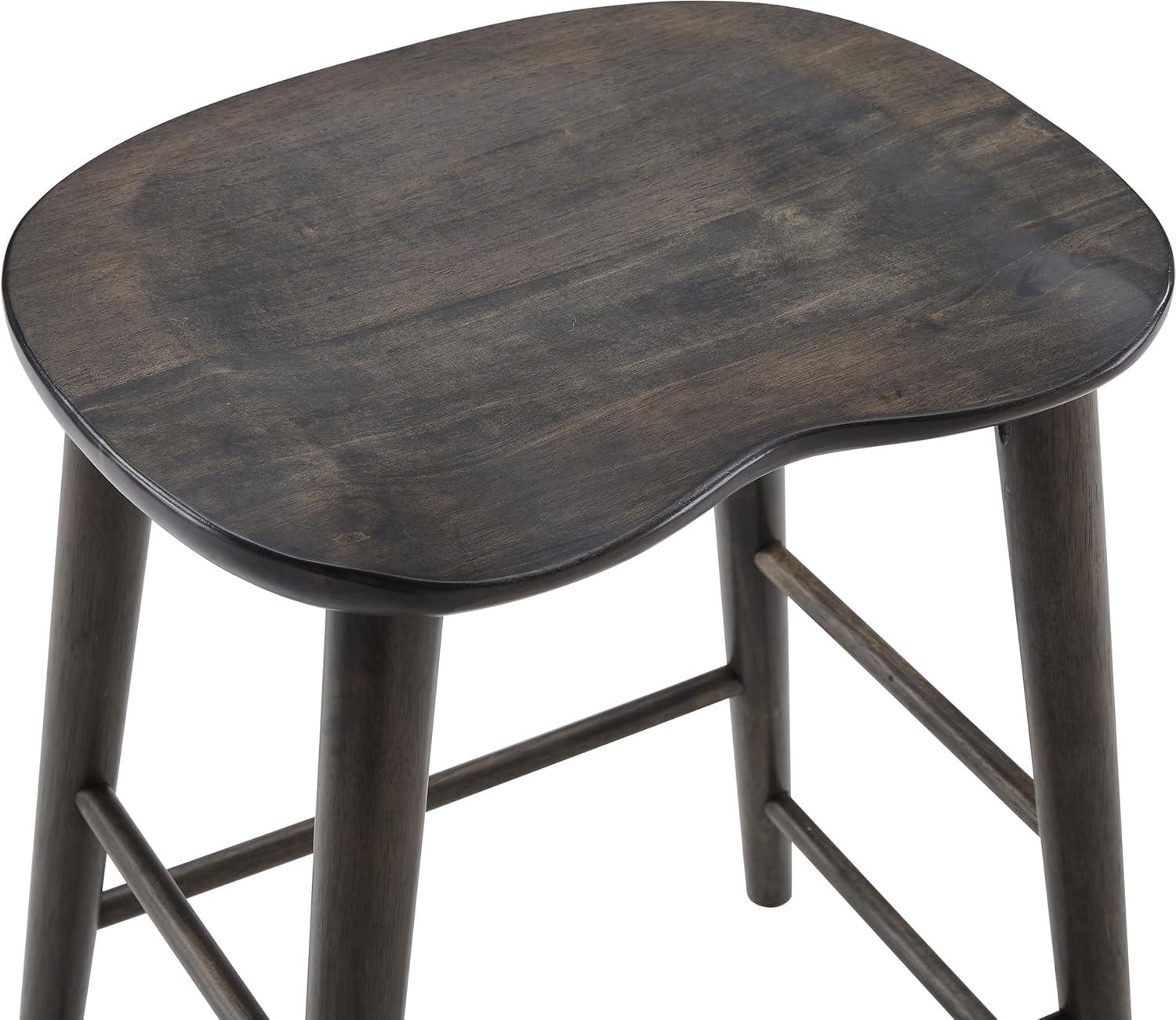 Crosley Maddox 2pc Counter Height Barstool Set Slate: Rubberwood Frame, 24" Seat, Backless Design