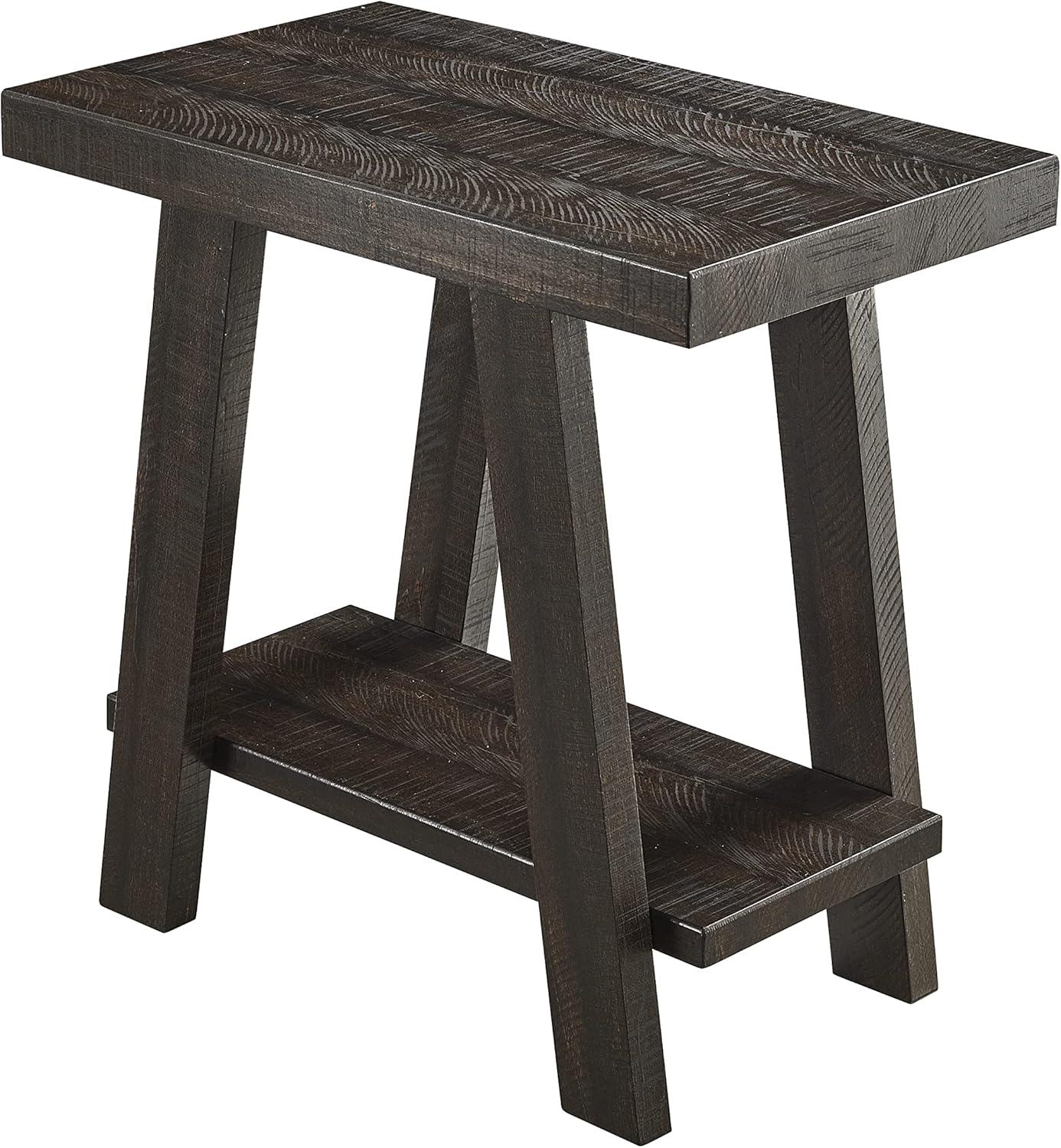 Roundhill Furniture Athens Wood Shelf End Table in Weathered Espresso