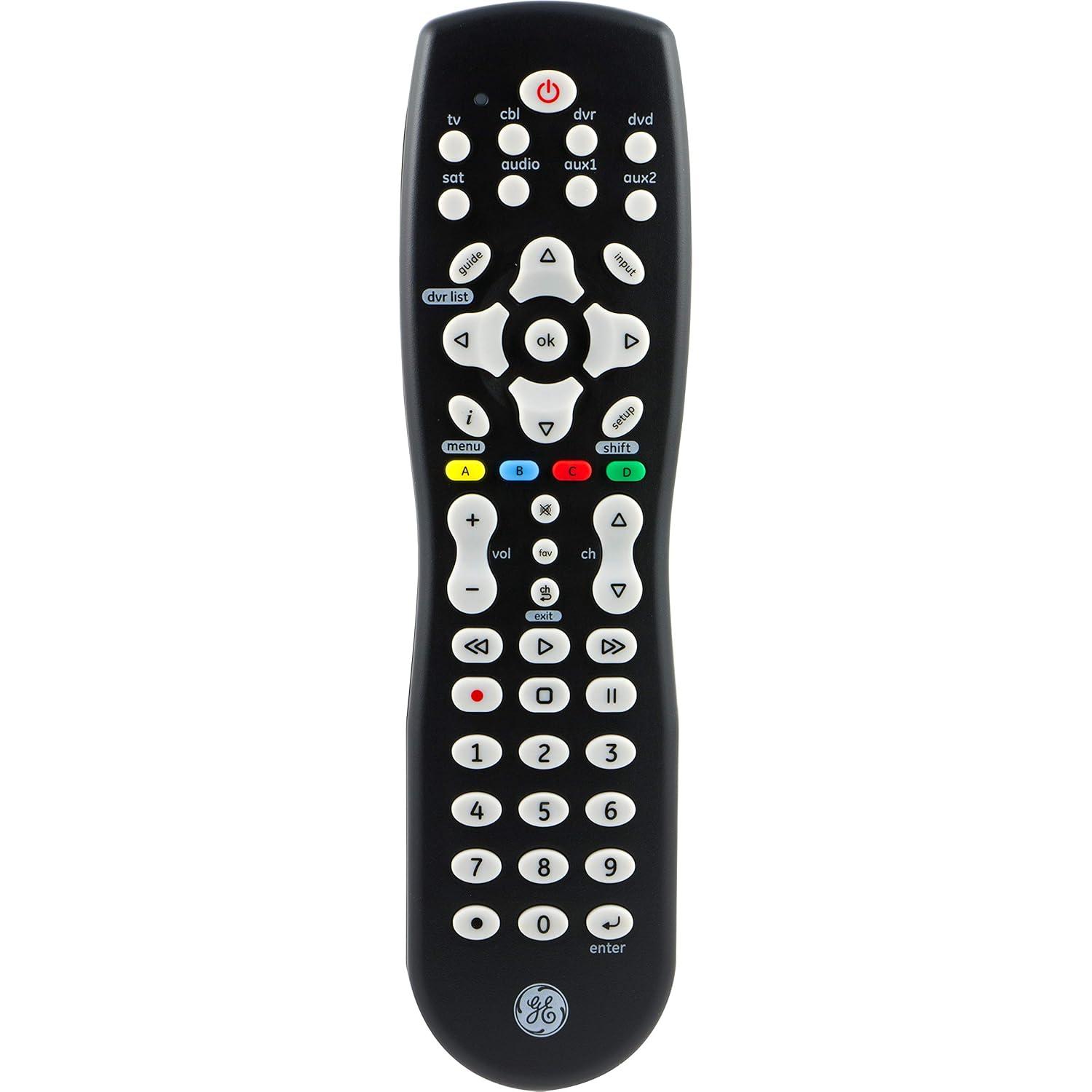 GE 8-Device Universal TV Remote Control in Black, 33715