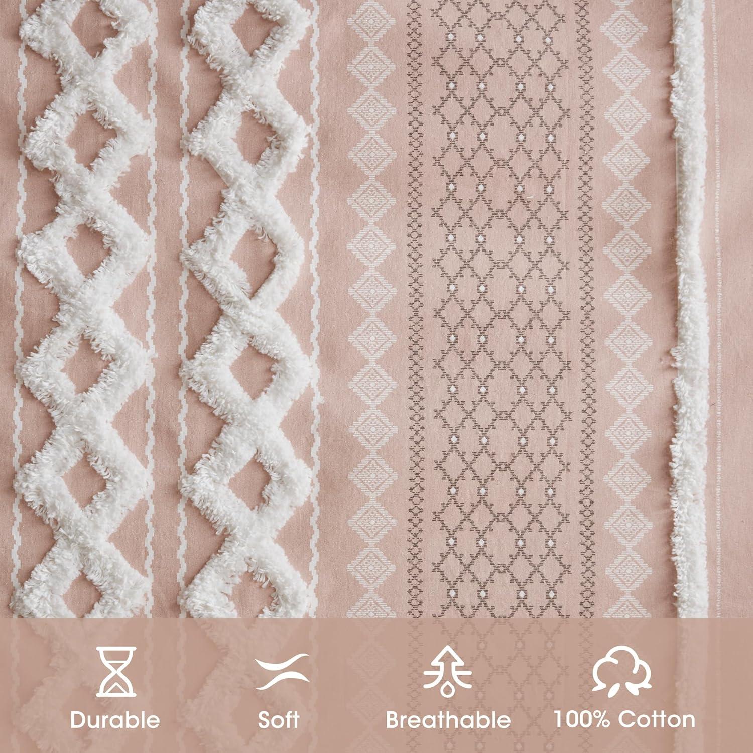 INK+IVY Imani Cotton Printed Boho Single Curtain Panel with Chenille Stripe and Lining