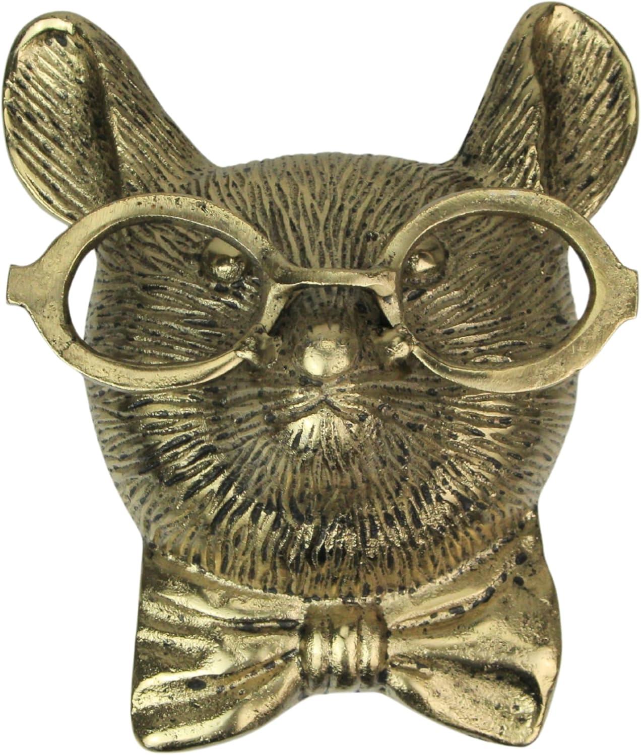 Things2Die4 Gold Mouse Head Wall Hanging with Spectacles – Quirky Cast Aluminum Wall Decor - Gold
