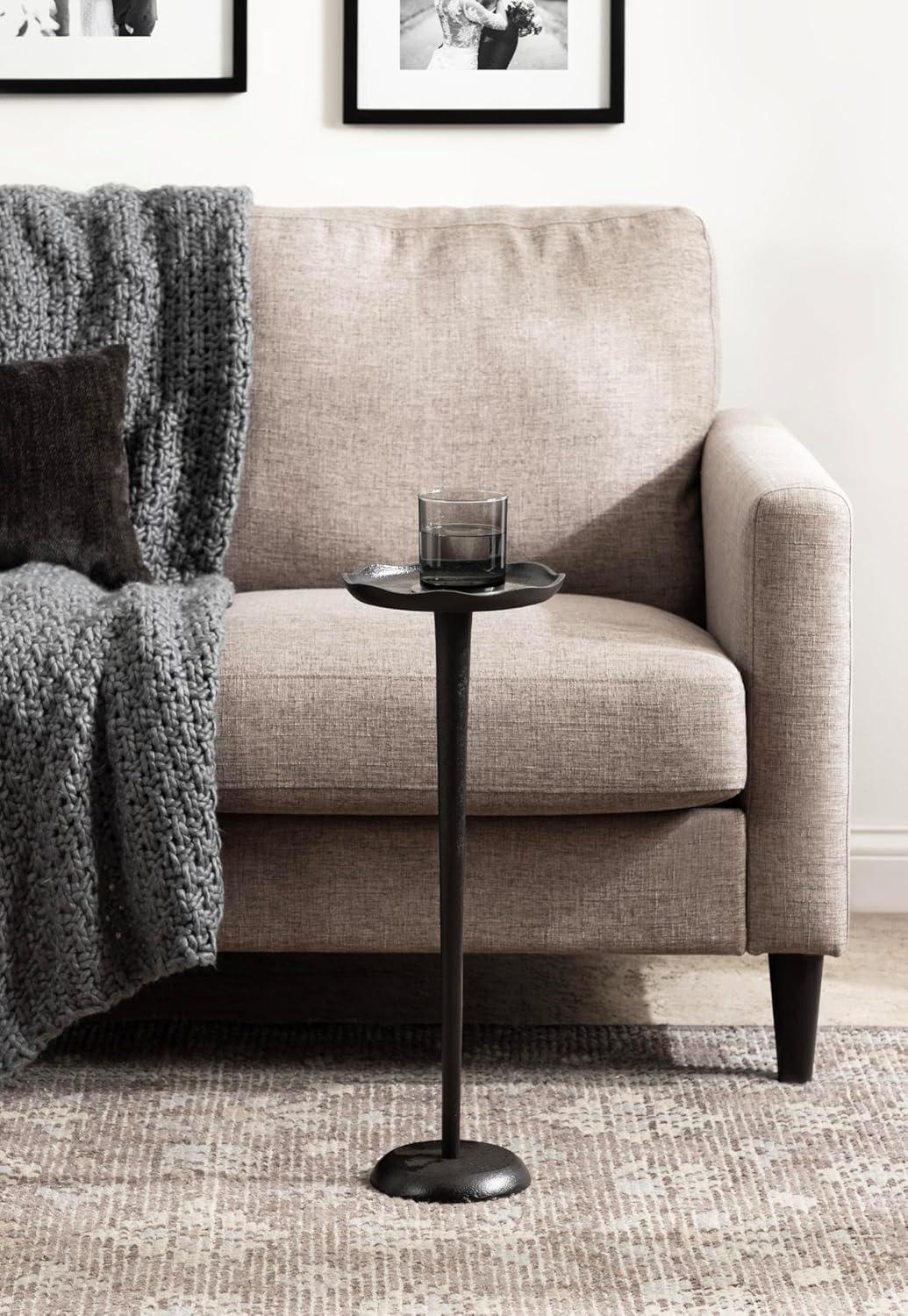 Kate and Laurel Alessia Round Metal Drink Table, 8x8x22, Black