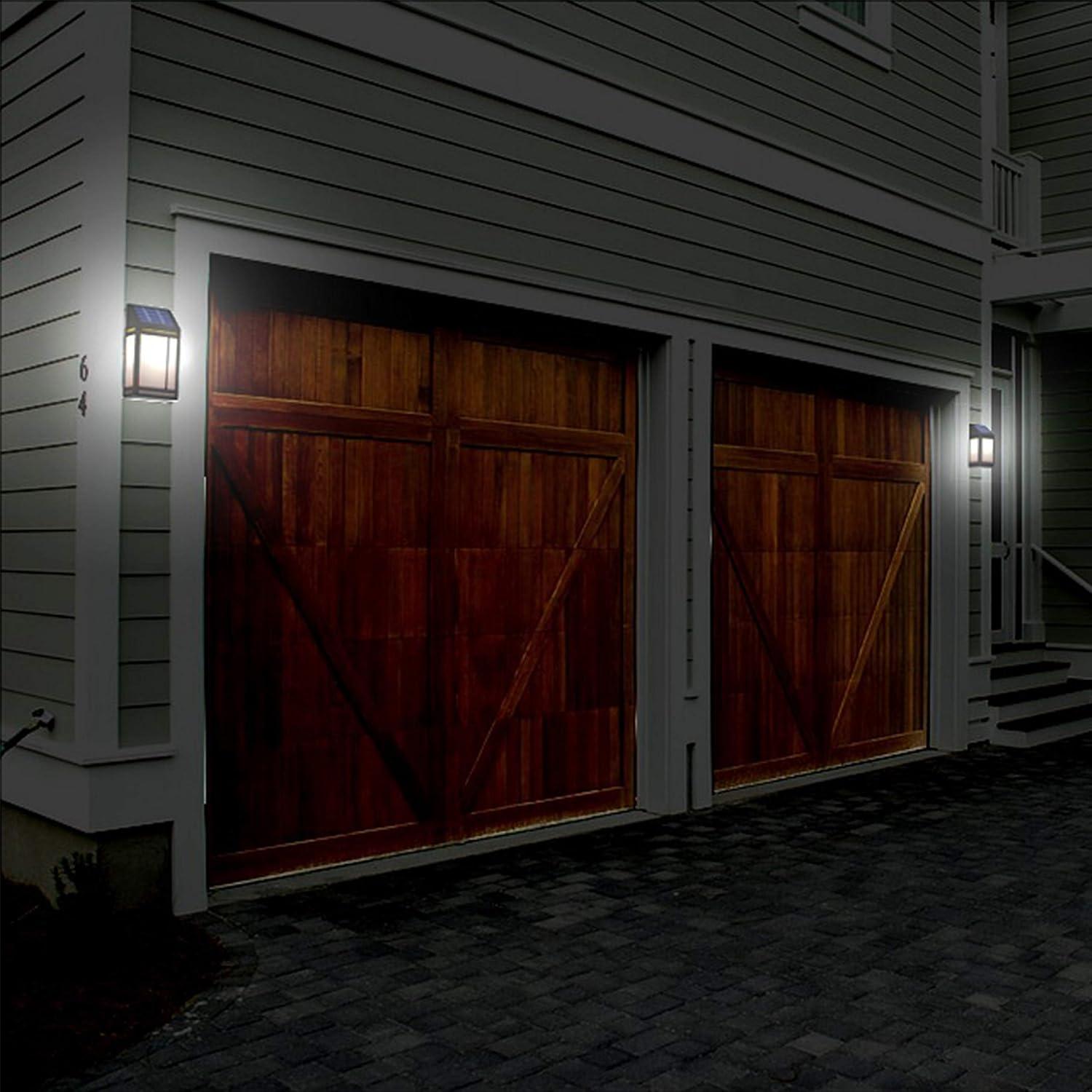 Black Solar Powered Wall Lantern with Clear and Amber Panels