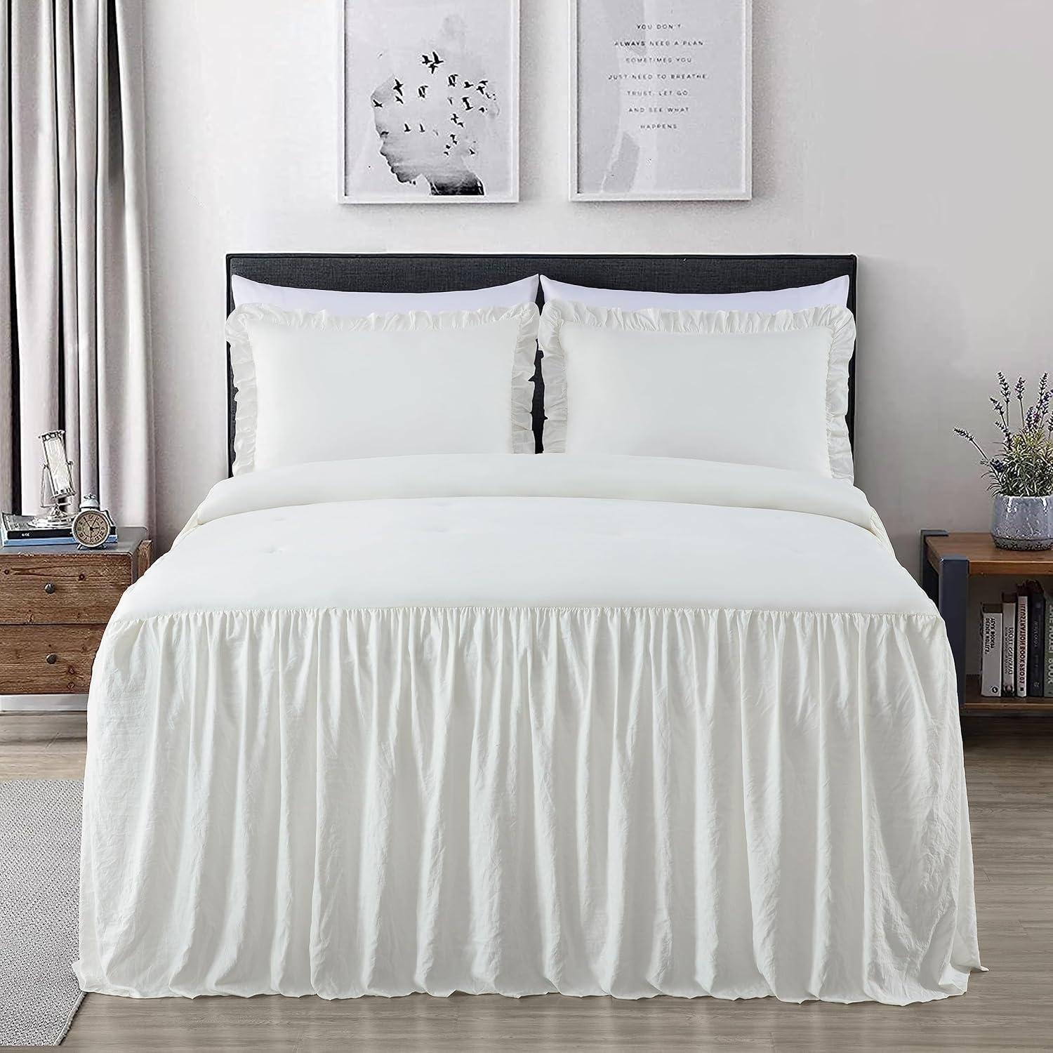 Chezmoi Collection Sinclair French Country Chic Ruffle Skirt Bedspread Set