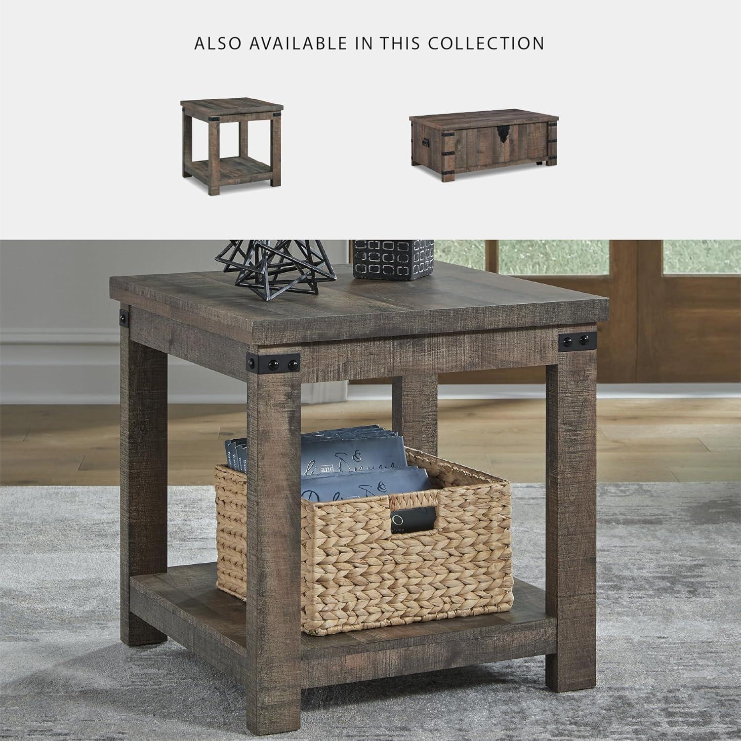 Signature Design by Ashley Casual Hollum End Table, Rustic Brown
