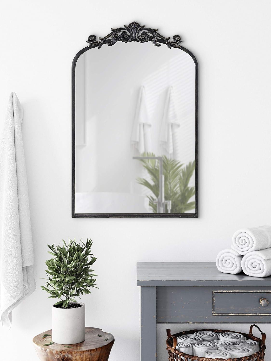 19" x 30.7" Arendahl Traditional Arch Decorative Wall Mirror Black - Kate & Laurel All Things Decor: Elegant Metal Frame