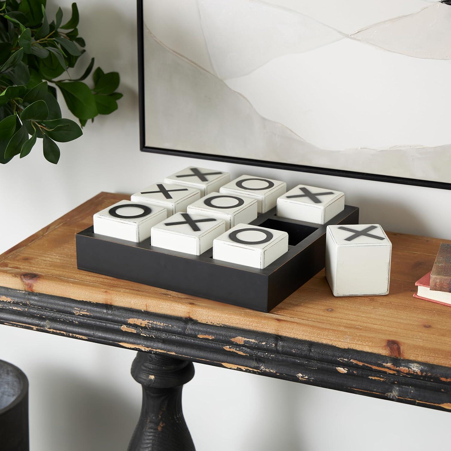 14" Contemporary Wooden Tic Tac Toe Sculpture Black - Olivia & May: MDF Tabletop Game Set
