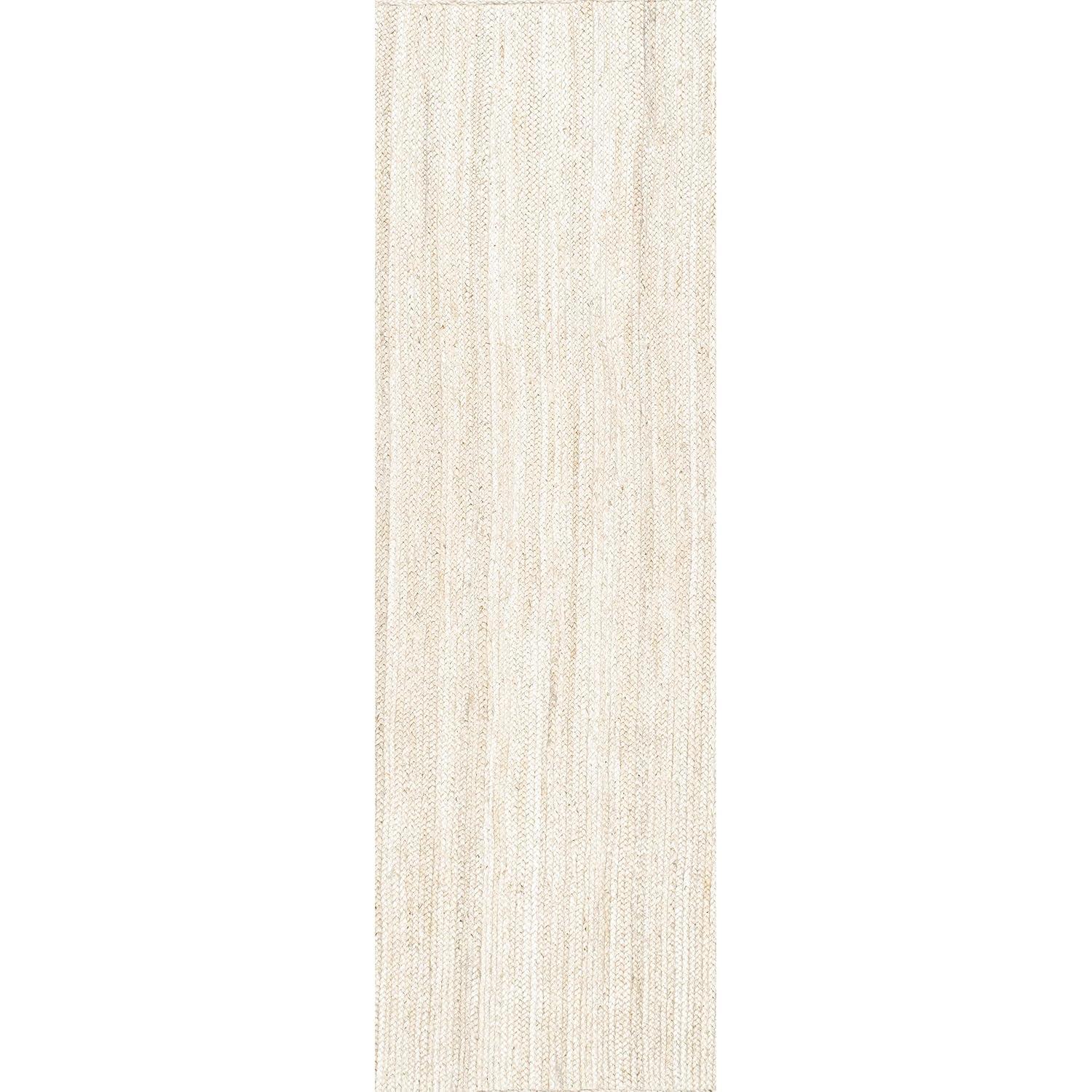 2'6"x14' Runner Hand Woven Rigo Jute Area Rug Off White - nuLOOM: Farmhouse Style, Low Pile, Indoor Use