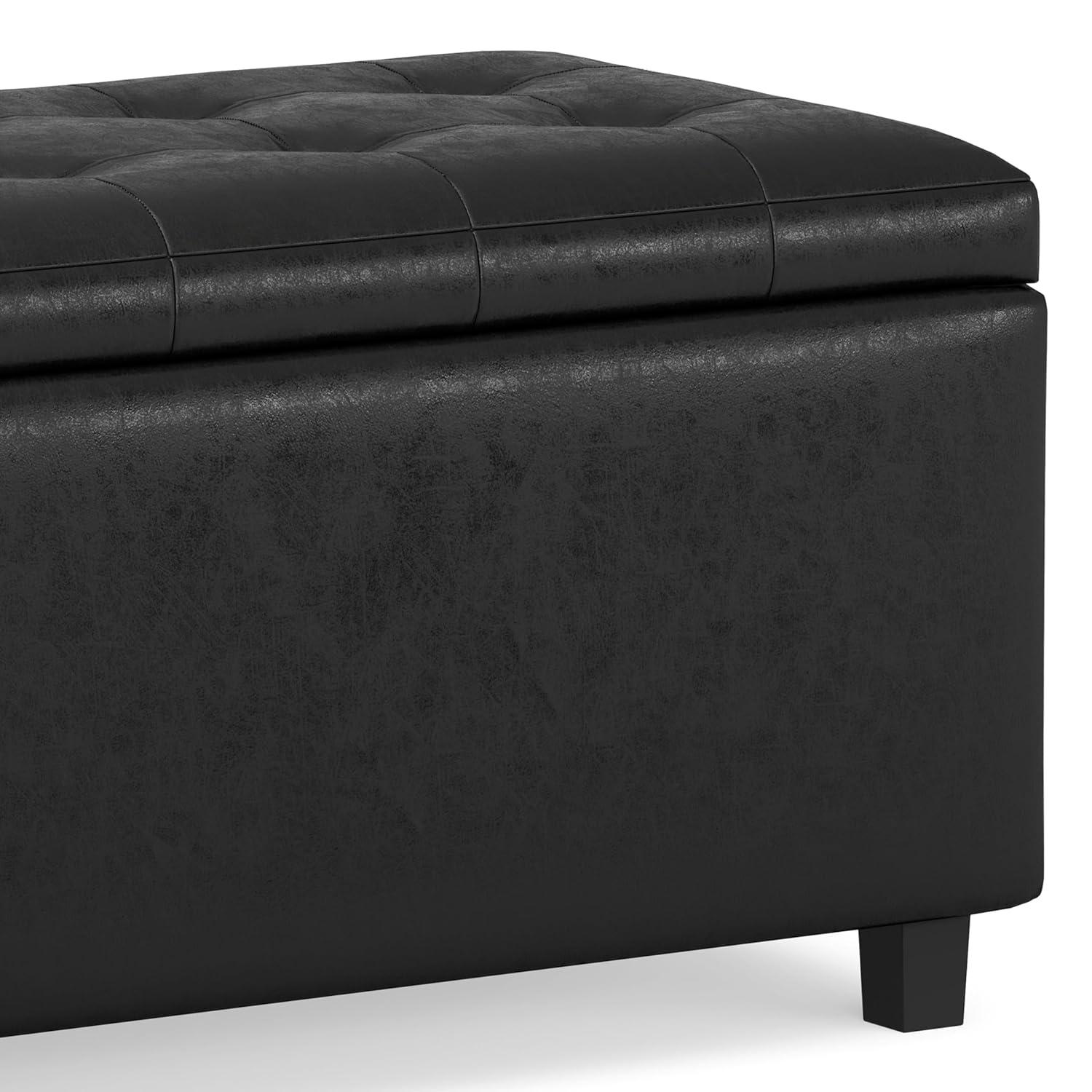 Simpli Home Cosmopolitan Faux Leather Ottoman