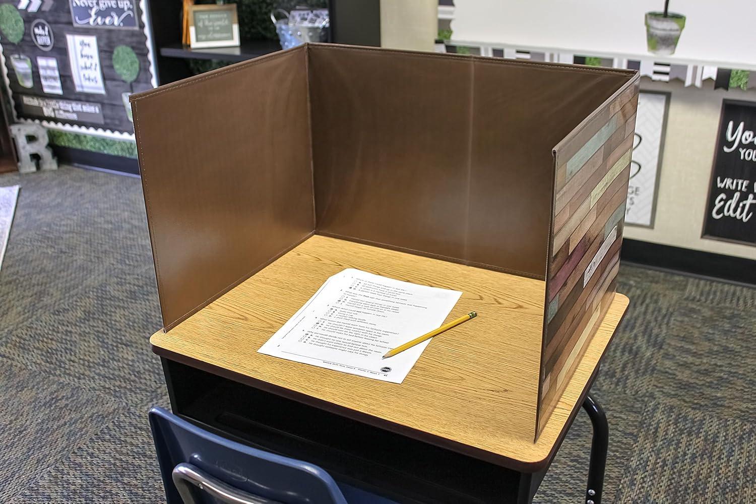 Teacher Created Resources Reclaimed Wood Foldable Plastic Freestanding Privacy Shield 16"H x 22"W