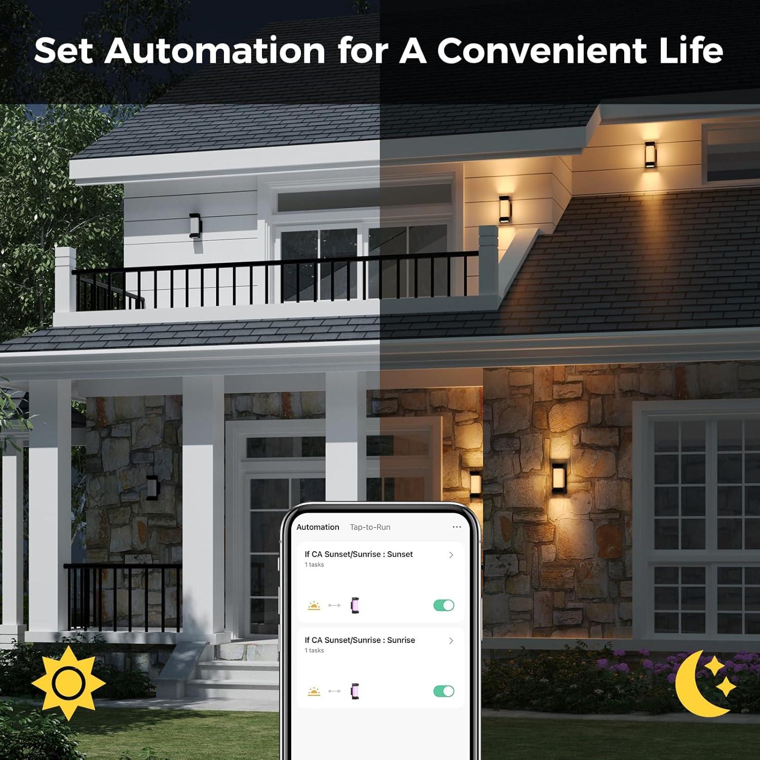 Phantoscope Lighting Sconce, Wi-Fi Control, Compatible With Alexa, IP65 Waterproof, 2 Pack