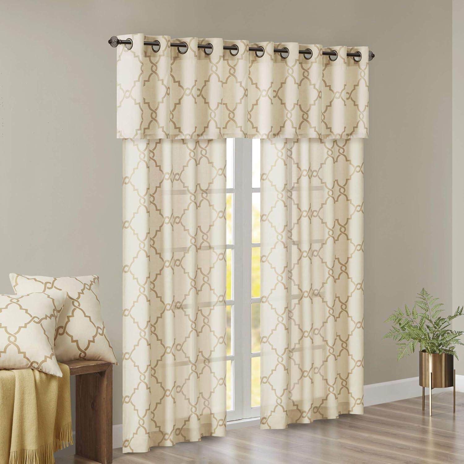 Fretwork Print Grommet Top Window Curtain Panel