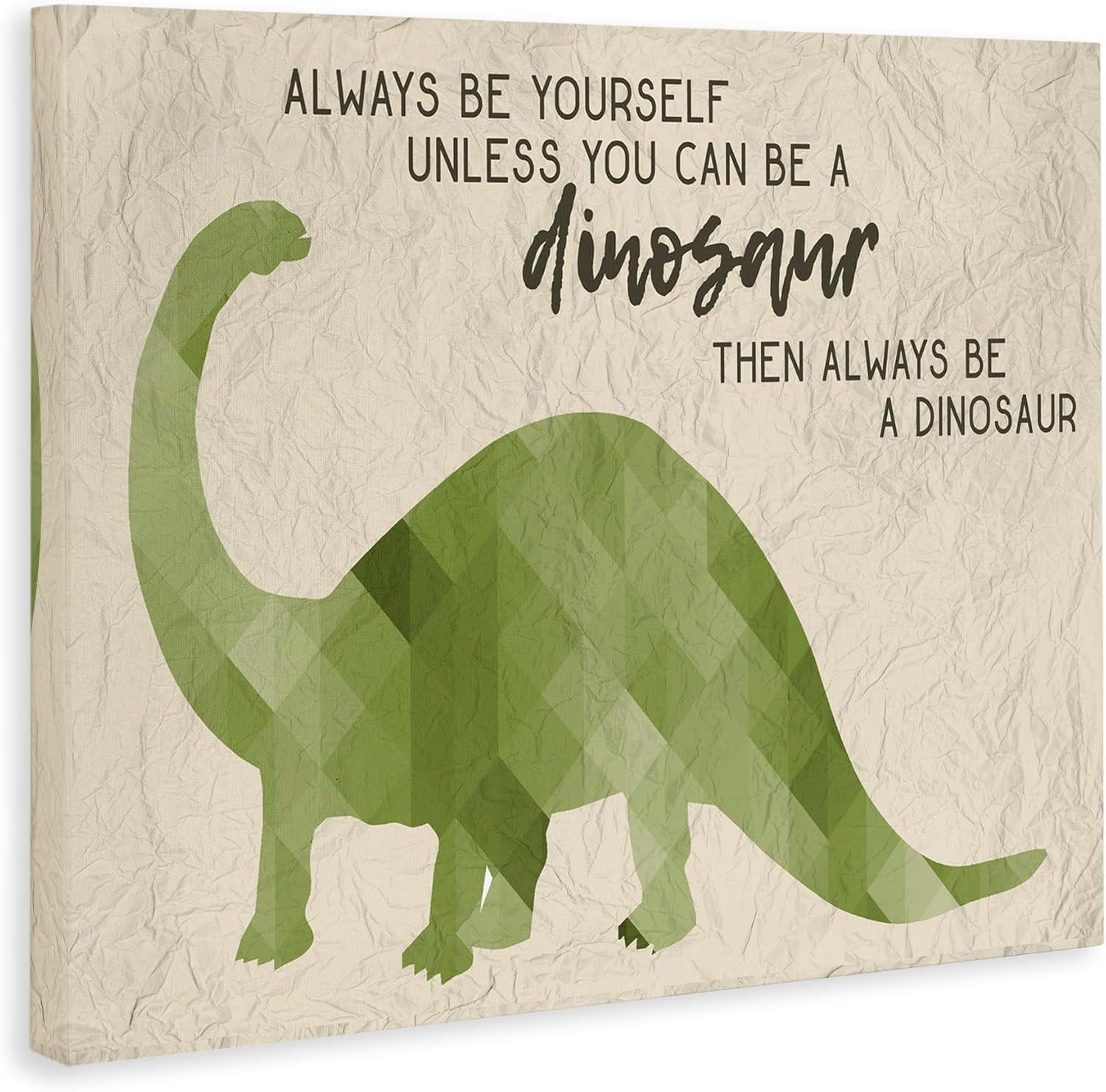 Green Dinosaur Quote Canvas Wall Art for Kids, 16 x 20