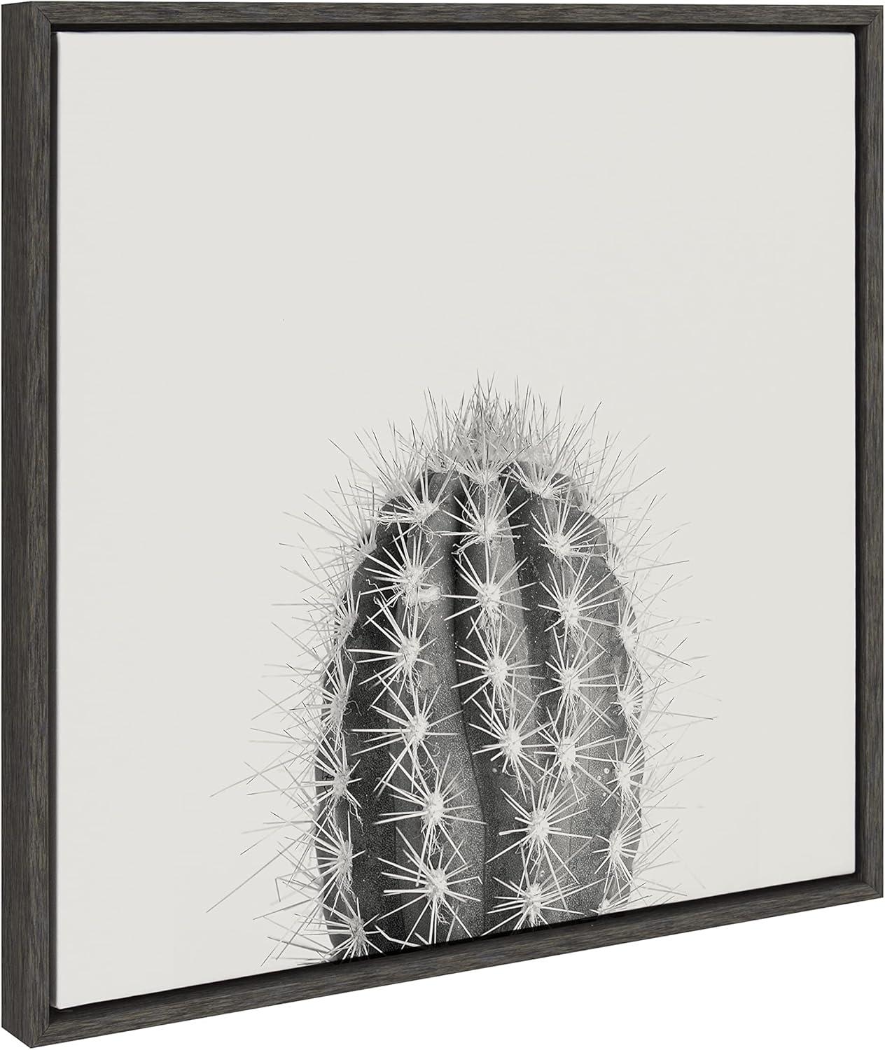 Kate and Laurel Sylvie Haze Cactus Succulent Tall Framed Canvas by The Creative Bunch Studio