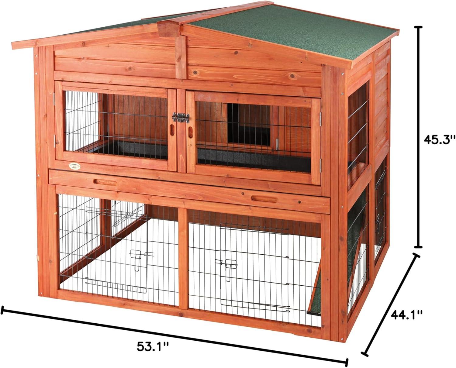 TRIXIE Deluxe 2-Story Rabbit Hutch with Run, Attic Storage Ramp, Ideal for Rabbits Guinea Pigs